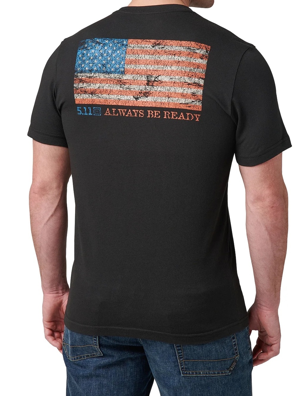 5.11 Tactical Always Be Ready American Flag Short Sleeve T Tee Shirt Men’s Black